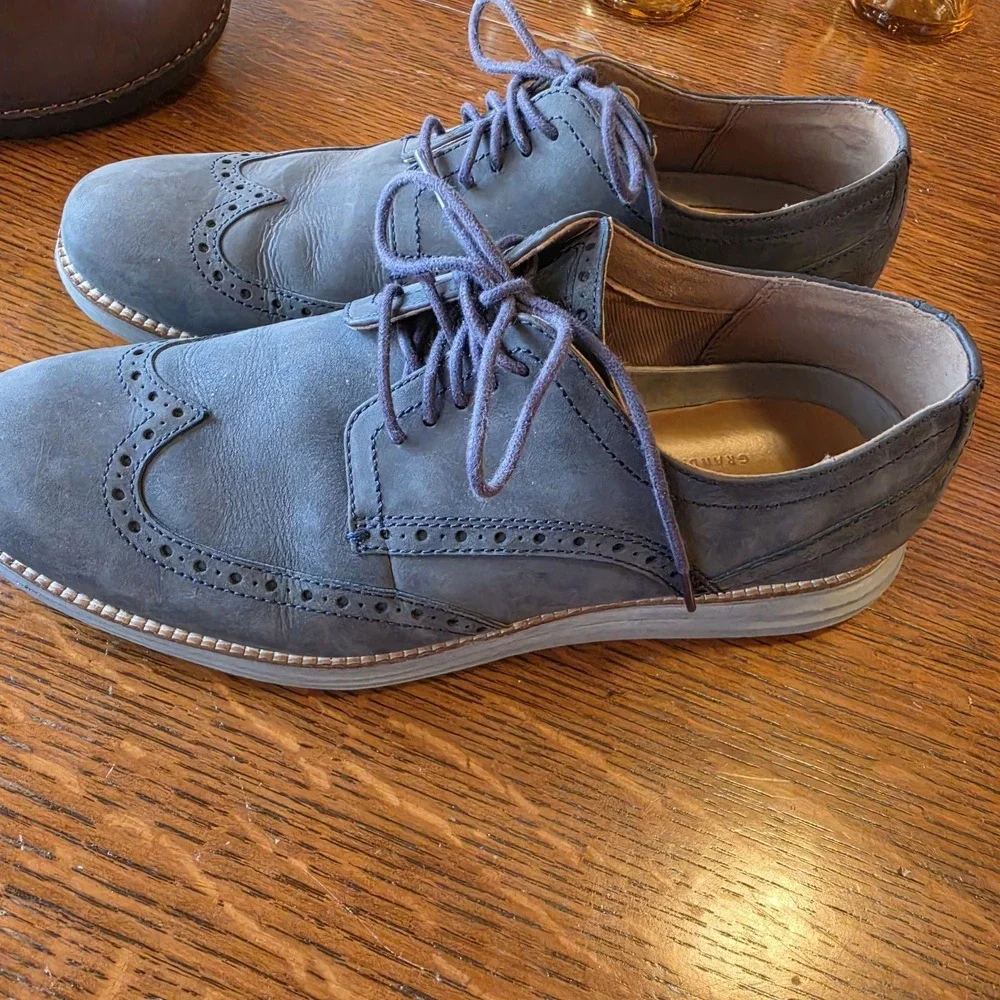 Cole Haan Shoes Original Grand Smoky Blue Wingtip Oxfords C26473 Mens Size 9.5 M